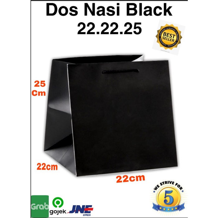 

(BLACK DN P) Paperbag Dus Nasi 22x22x25 Hitam Tas Kertas Makanan Mewah