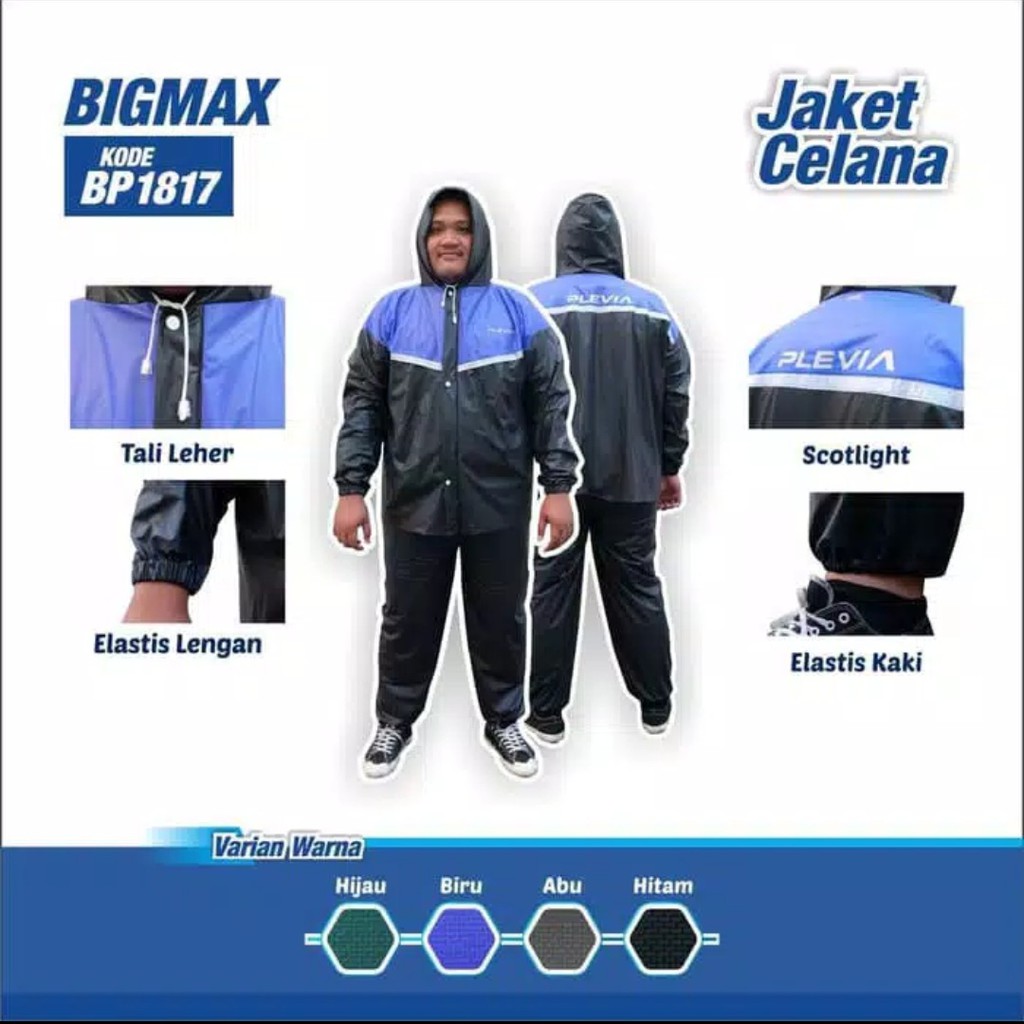 Jas hujan Setelan jaket Celana Plevia Bigmax 1817 Size XXXL