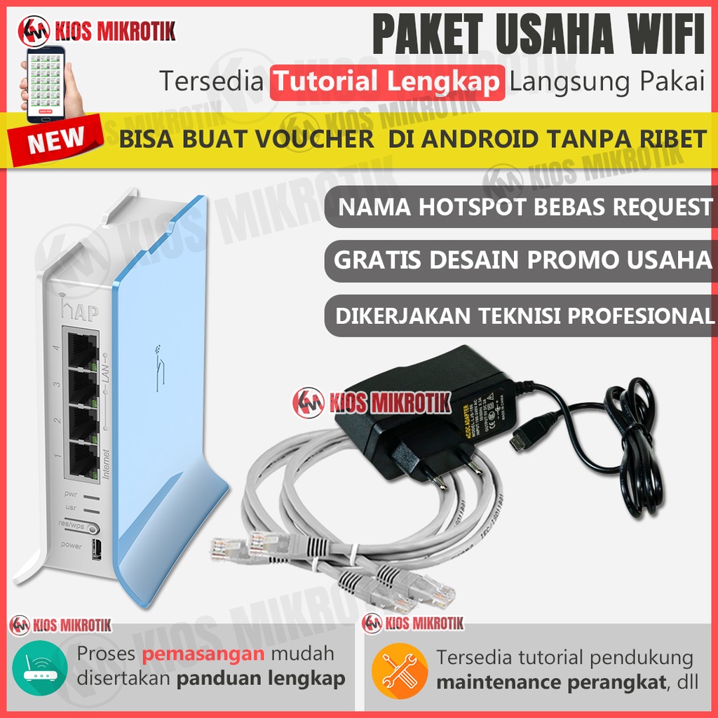 Alat Usaha Wifi Voucher Mikrotik RB941 Full Setting Langsung Colok Siap Pakai