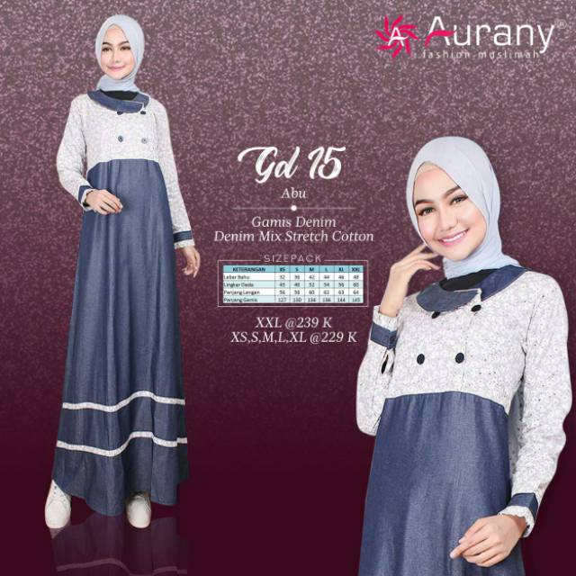GAMIS AURANY GD 15 JEANS/ GAMIS AURANY DEWASA