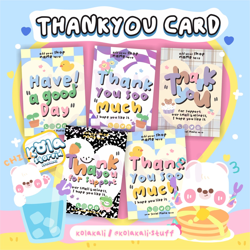 

THANKYOU CARD PATTERN EDITION • KARTU TERIMAKASIH • CARD AESTHETIC • THANKYOU CARD KOREAN DESAIN • CUTE DESAIN CARACTER • KOLAKALI