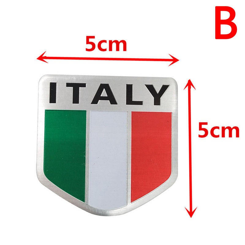 Skid Stiker Emblem 3D Motif Bendera Italia Bahan Aluminum Metal Untuk Dekorasi Mobil