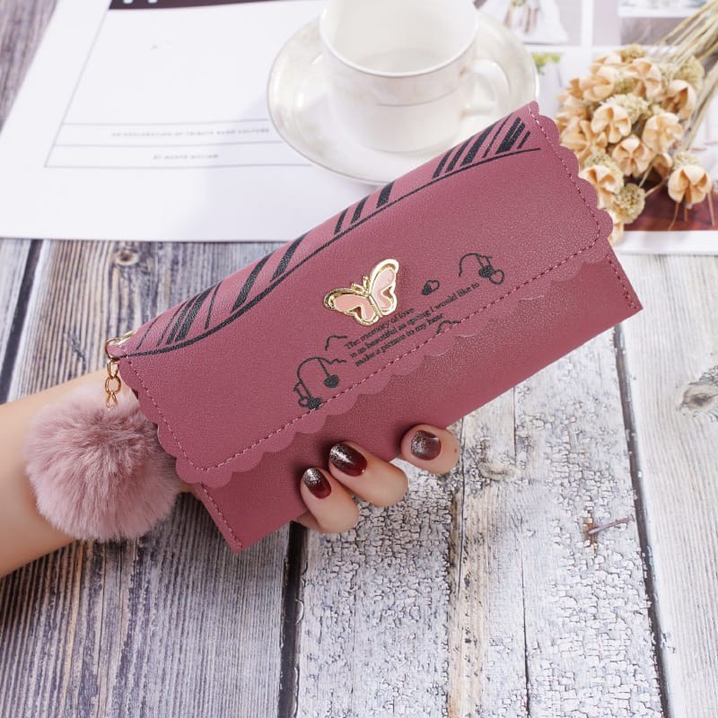 Alibaba1688 Dompet Wanita Panjang Free Pom-Pom Import