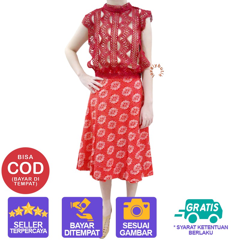 Lovelybutik Rok Batik Wanita Modern | Rok Lilit Batik | Rok Midi Skirt Wanita Korea Wind4 Rok Batik