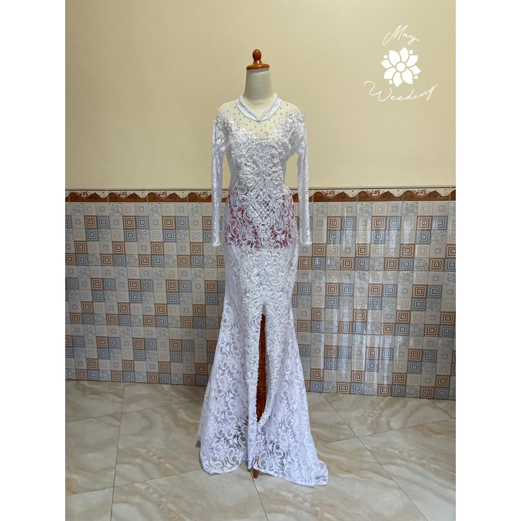 Kebaya Ekor Akad Full Payet Wanita Pengantin