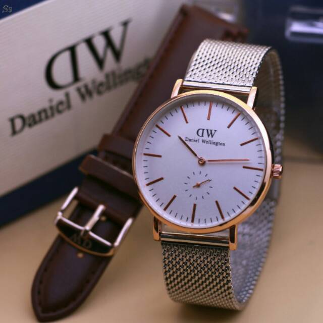 Jam Tangan Pria wanita DW pasir Chrono Detik Box set Tali Kulit