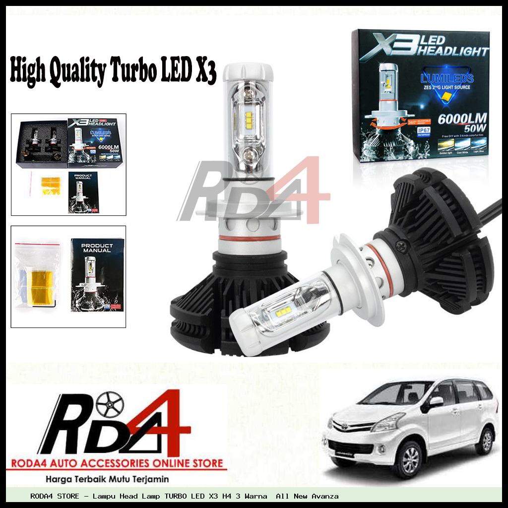 Lampu Head Lamp TURBO LED X3 H4 3 Warna All New Avanza