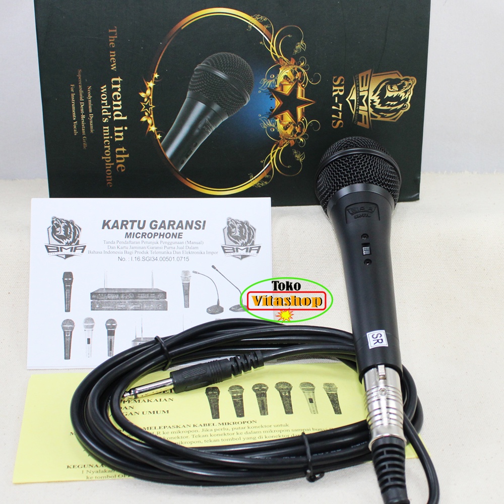 Microphone Kabel BMA SR-77S Mic Vocal Bass Original / Mikrofon Karaoke