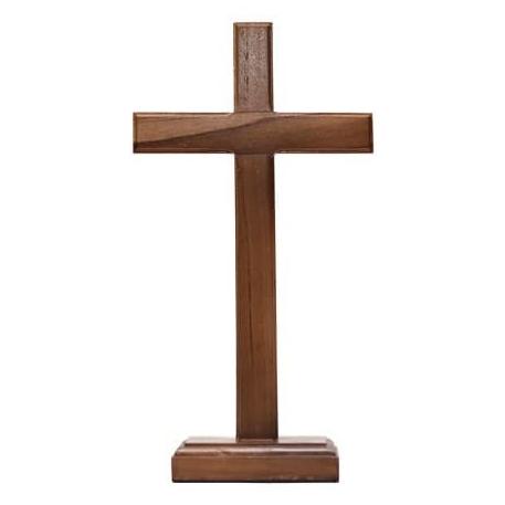 ] Salib Duduk Kristen Kayu Jati 22cm - Salib Meja Kristen