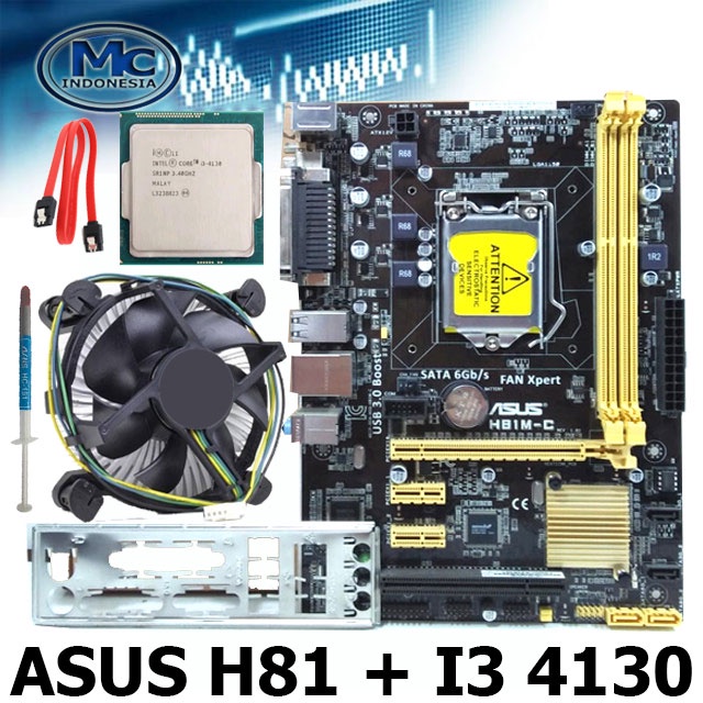 Mobo Motherboard 1150 h81 Processor Intel Core i3 4130 + FAN