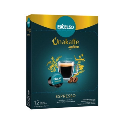 

Kopi Kapsul - Excelso Unakaffe Espresso ( 5 Dus X 12 kapsul )