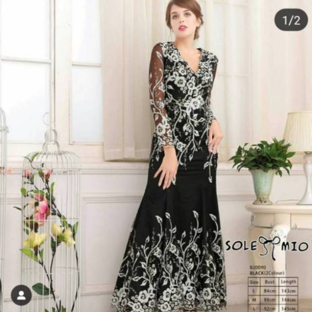 Dress Manik manik Duyung Gaun Party Dress Solemio Sole mio Black size M