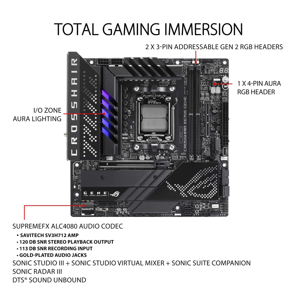 ASUS ROG CROSSHAIR X670E GENE | Motherboard AMD X670 DDR5 AM5 Ryzen