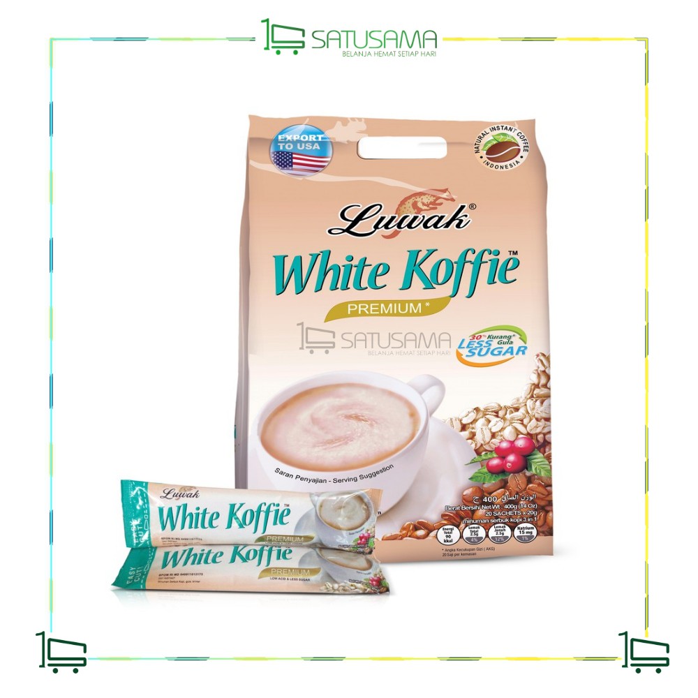 

LUWAK WHITE KOFFIE LESS SUGAR BAG 20s / SATUSAMA