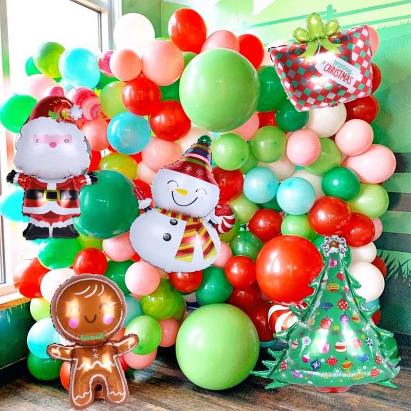 Balon Foil Tiup Desain Santa Reindeer Snowman Giant Untuk Dekorasi Pesta Natal