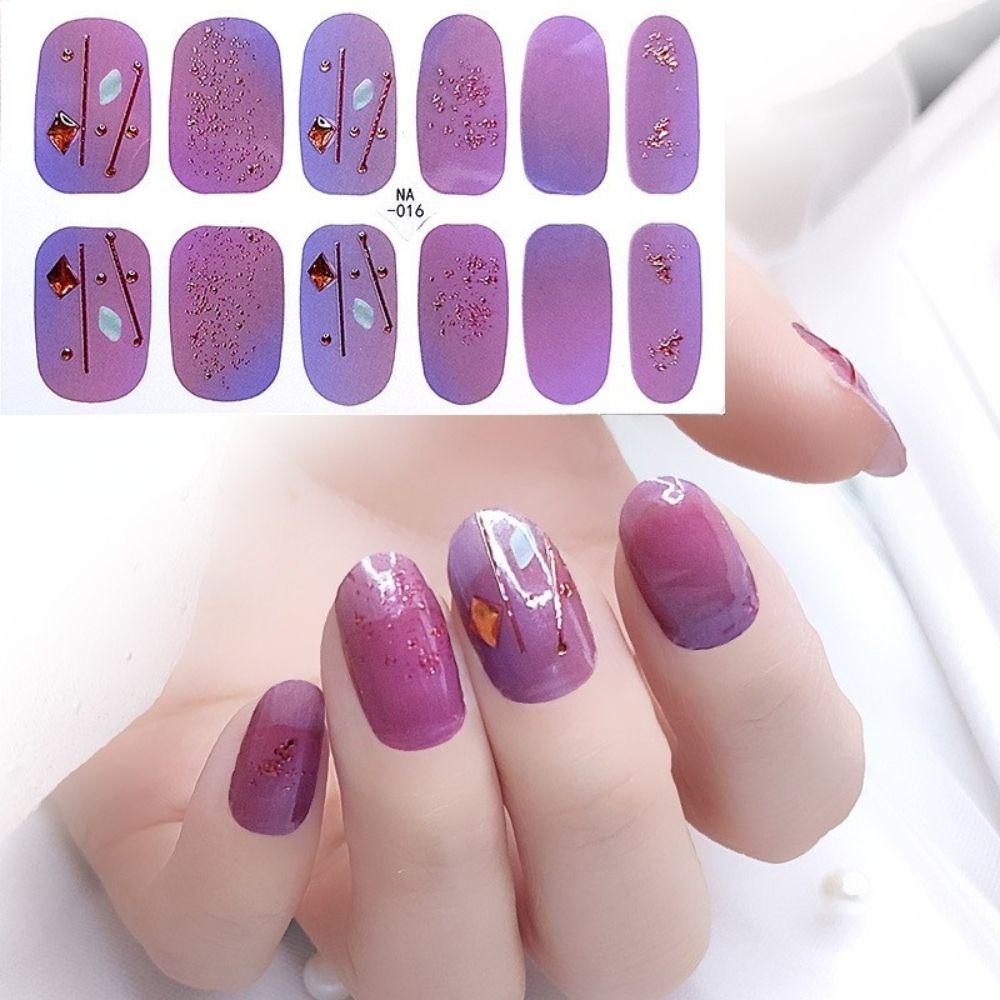 AUGUSTINA Agustina Self-Adhesive Stiker Kuku Tahan Air Rusak Berlian Imitasi Salon Kuku Nail Art Slider Relief Patung DIY Kuku Decals