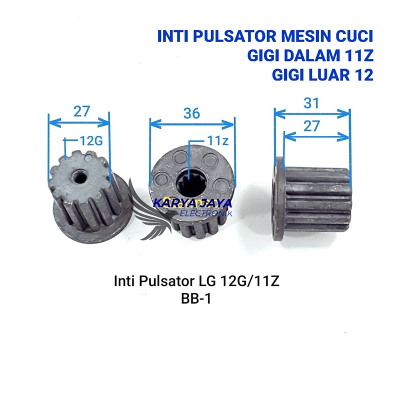 Inti Pulsator Mesin cuci gigi dalam 11 - gigi luar 12 / Gigi inti pulsator mesin cuci