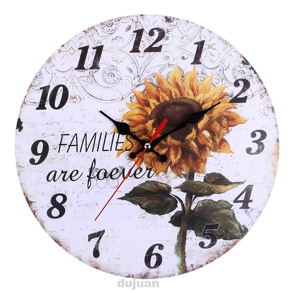 Decor European Style Non Ticking Rustic Sunflower Battery Operated