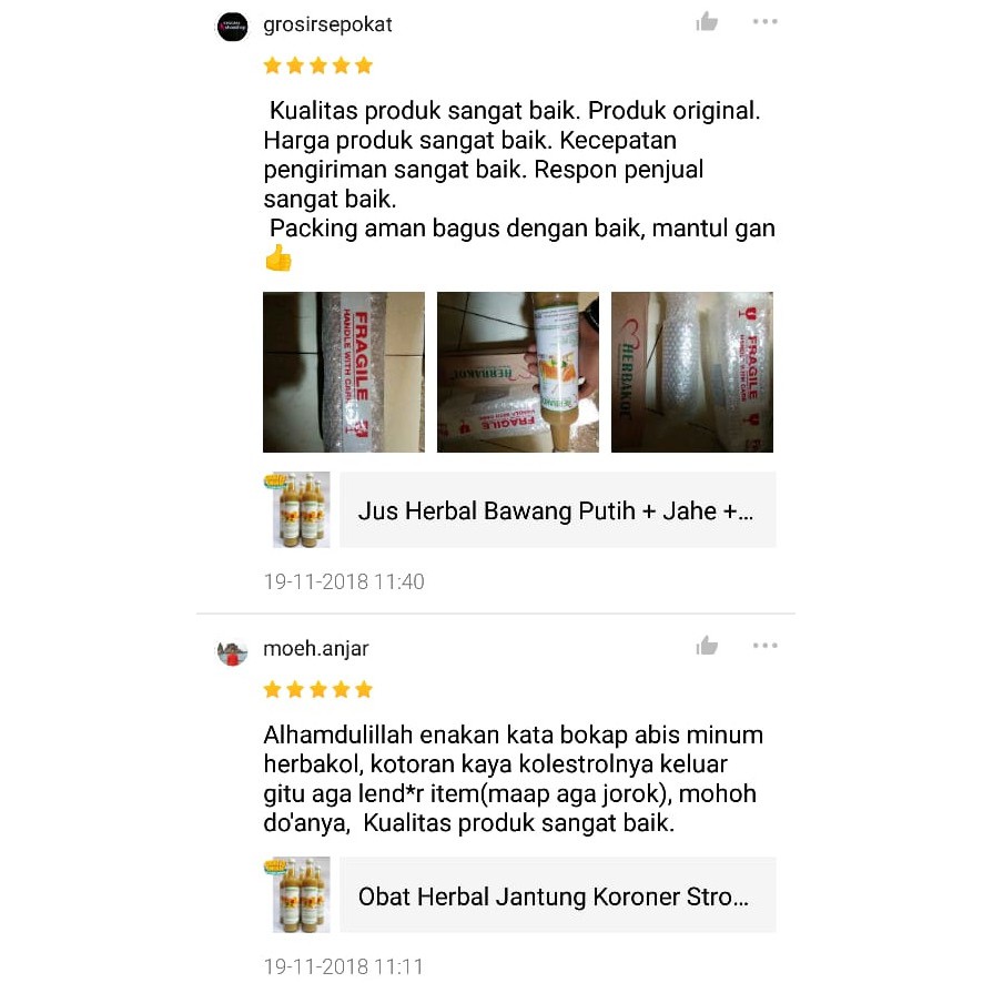 Jamu Herbal Bawang Putih Jahe Merah Jantung Koroner Stroke Kolesterol Asam Urat HERBAKOL