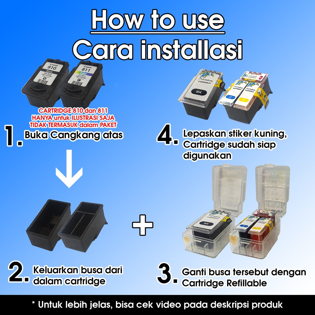 PROMO Paket Canon PG810 CL811 / PG740 CL741 Refillable Sparepart Cartridge Kosongan