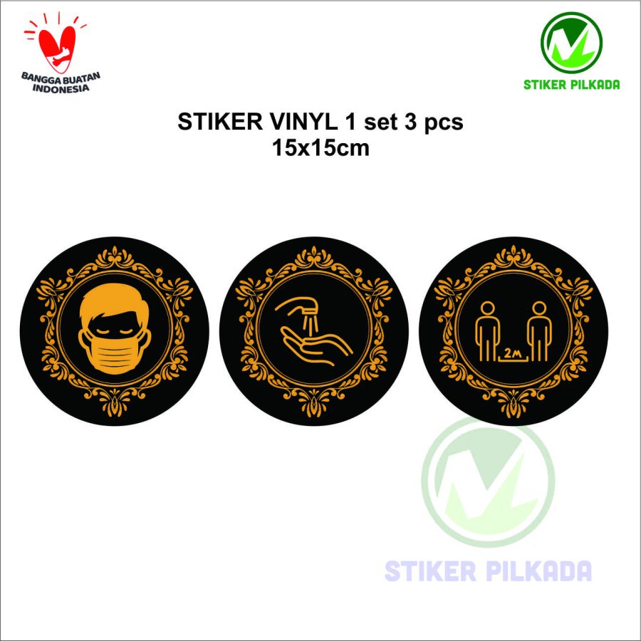 

STIKER VYNIL PROTOKOL KESEHATAN 1 SET (3PCS) 15X15CM