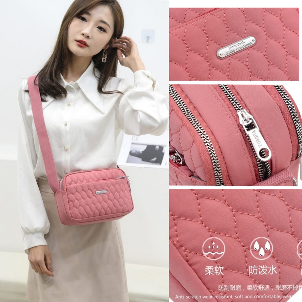 TAS SELEMPANG WANITA 5 RESLETING PINK NASATY IMPORT TA469P3 FASHION KOREA SLING BAG CEWEK MURAH BATAM PREMIUM KEKINIAN PESTA BRANDED