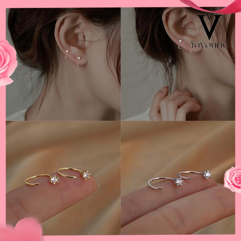 [COD]Anting Zirkon Temperamen Fashion Wanita Tidur Gratis Melepas Anting-Anting Trendi Yang Indah-FA