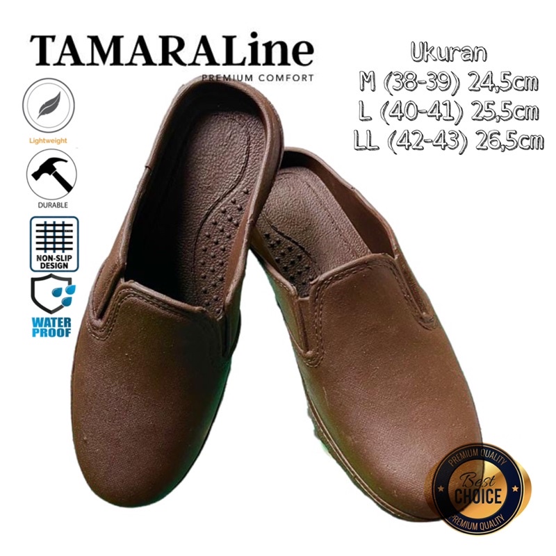 Sepatu Sandal Selop Slide Slip on Karet Pria Dewasa / Remaja - TAMARALINE 202 / Bahan Premium Lentur Empuk Ringan Kuat Anti Slip Anti Air / Model Casual Santai Rumah Kerja Outdoor Kamar Mandi  Murah Original