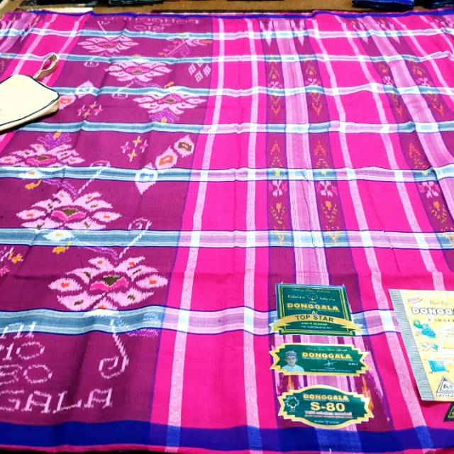 Sarung Donggala S80 Motif Kotak Strimin Pink