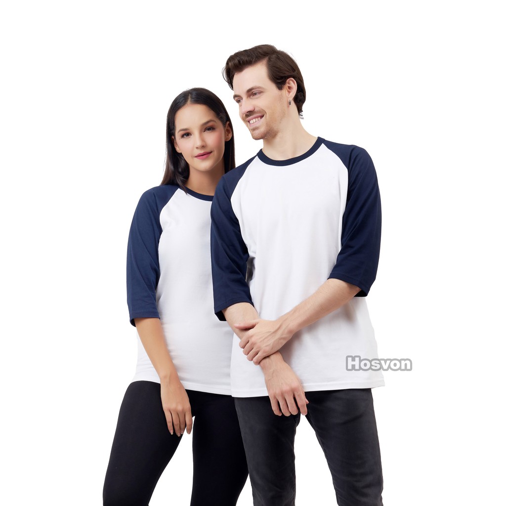 [LANGSUNG DARI PABRIK] Hosvon Kaos Polos Raglan Lengan 3/4 COTTON COMBED 20s Size S-XXL ( UNISEX )