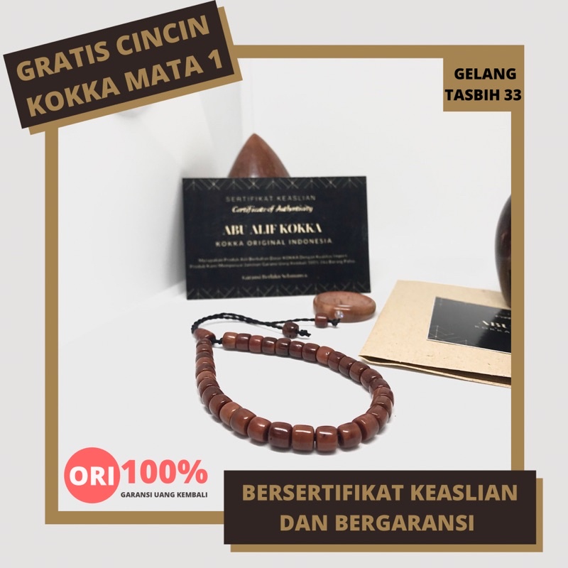 PREMIUM QUALITY GELANG TASBIH KOKKA 33 BERSERTIFIKAT MOTIF MARJAN GELANG KAOKAH ASLI Gelang Kokka Ma