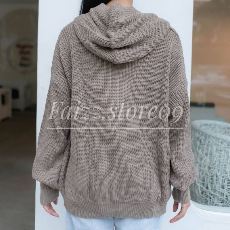 Hoodie Jaket Rajut OVERSIZE Zipper/Sweater Rajut wanita Hoodie STORE09