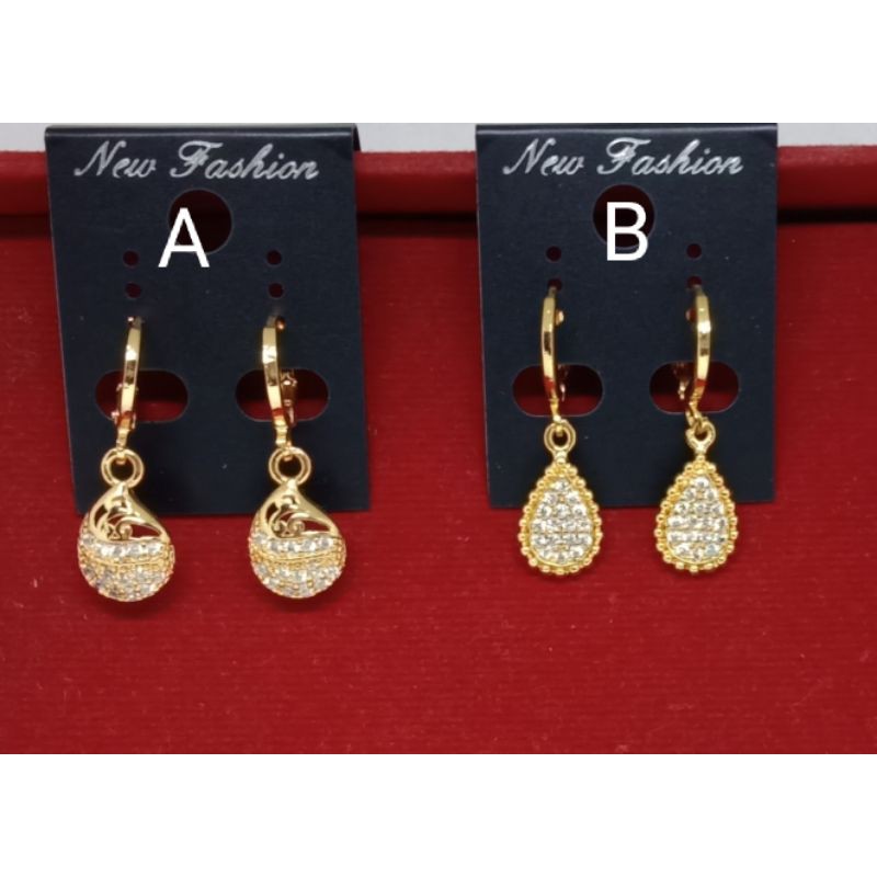 RCC55. Anting xuping wanita lapis emas dgn mata zircon