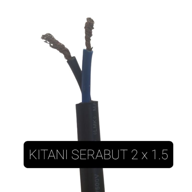 Kabel Serabut Hitam NYY-HYO 2 x 1.5 Meteran KITANI