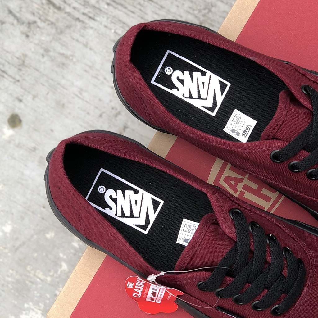 ( NEW BOX ) Sepatu Vans AUTENTIC Maroon Black