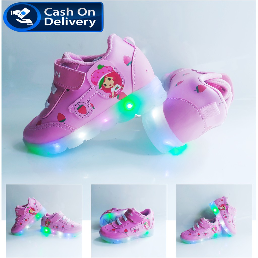 STRAWBERY CANTIK -SEPATU ANAK SNEAKER LED ANAK PREMPUAN CANTIK BISA COD 1-5 THN
