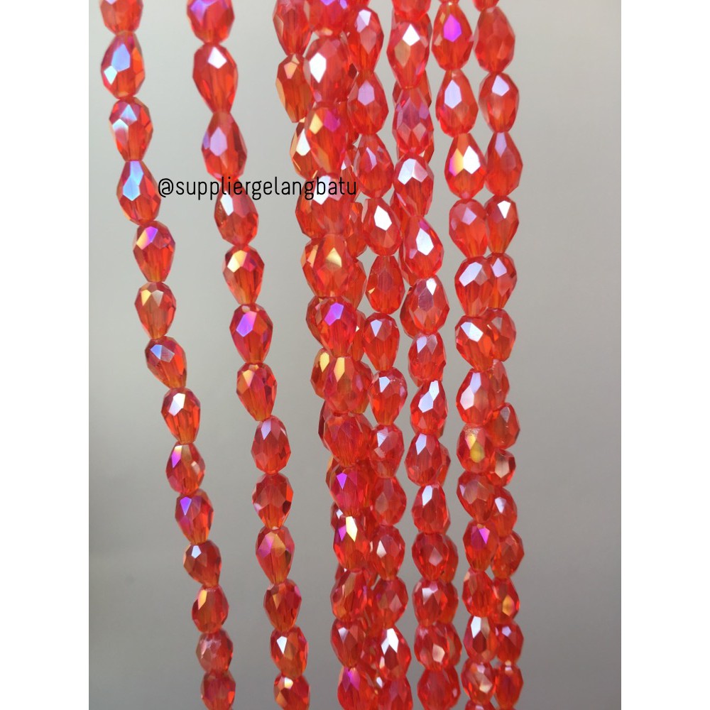 kristal Ceko tetes 10 x 6mm RED MERAH crystal akrilik payet PREMIUM aksesoris fashion supplier craft