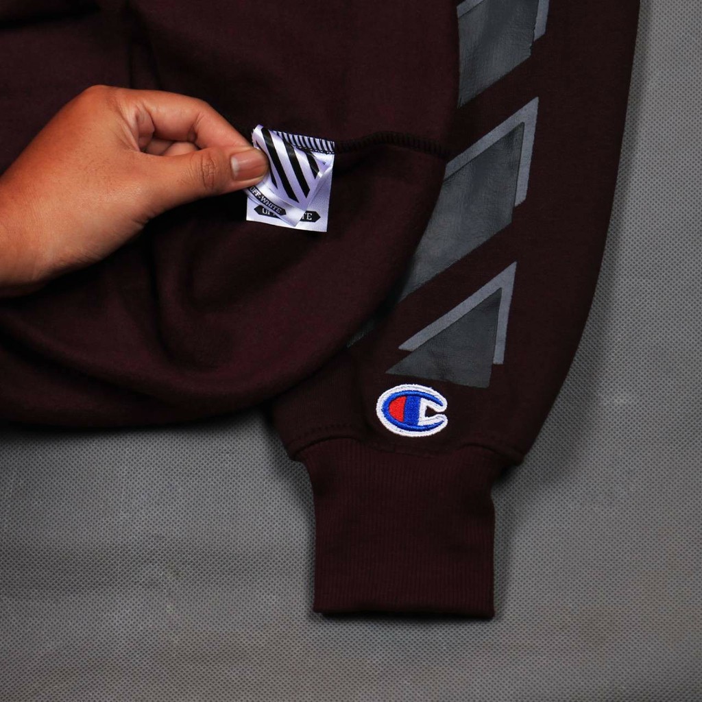 JAKET SWEATER CREWNECK BS OF WHITE X CAHMP UNISEX PREMIUM QUALITY