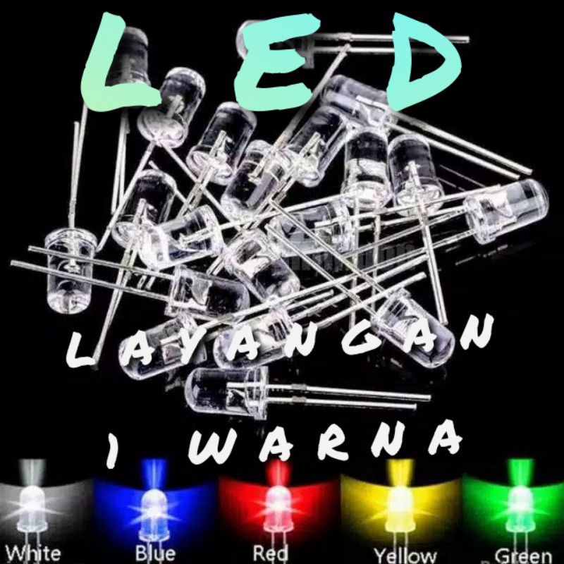 100pcs LED 1 WARNA LED LAYANGAN LED 5mm