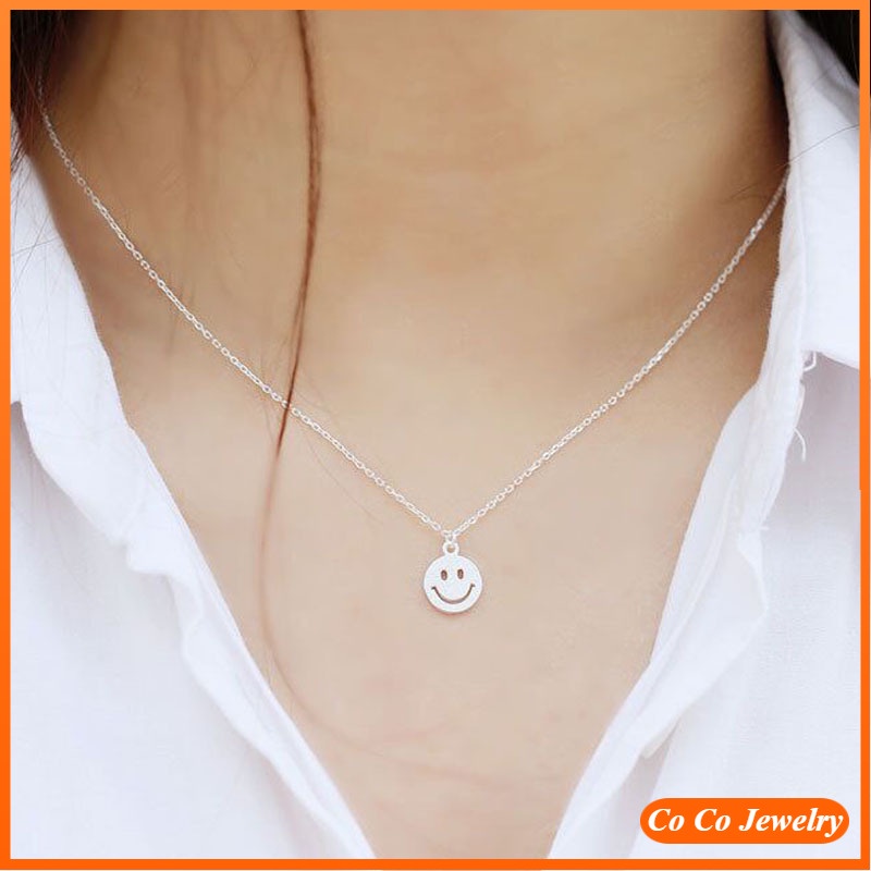 Fashion Smile Pendant Necklace Hip Hop Smiley Clavicle Chain Hollow Jewelry Accessories