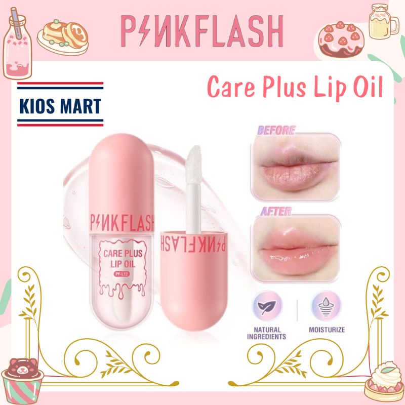 Pinkflash Care Plus Lip Oil Lip Balm Lip Gloss Moisturize Repair Nourish Reduce Wrinkles Waterproof