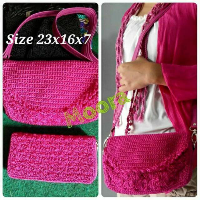 TAS RAJUT SET DOMPET (abg+dompet)
