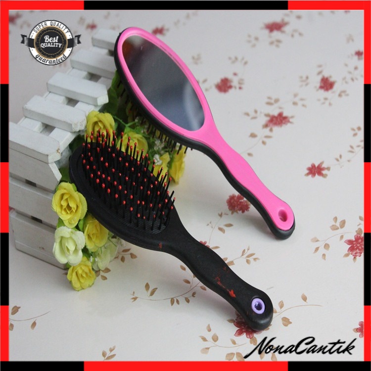 Sisir Kaca Impor Sisir Sikat untuk Rambut Rontok Anak Dewasa Bulat Sisir Anti Kusut dengan Cermin Jumbo Scalp Comb