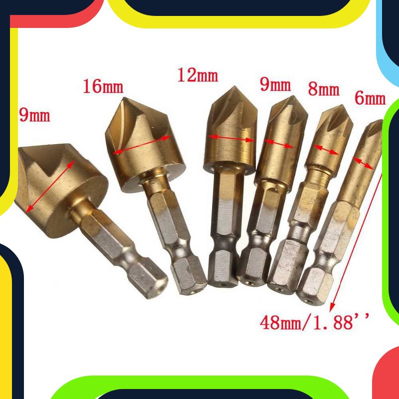 Bayar Ditempat Mata Bor Drill Bit Countersink HSS 6-19mm 6 PCS - BT3