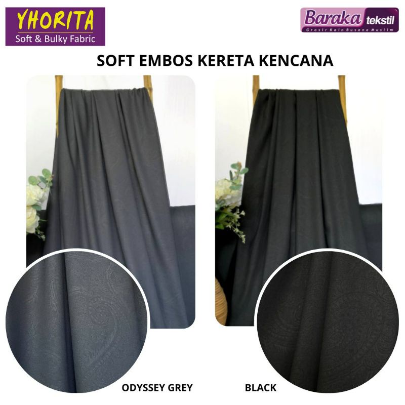 Kain Yhorita Embos Motif KERETA KENCANA Bahan Gamis Abaya Baju Muslim Baraka Tekstil 0,5 Meter Meter