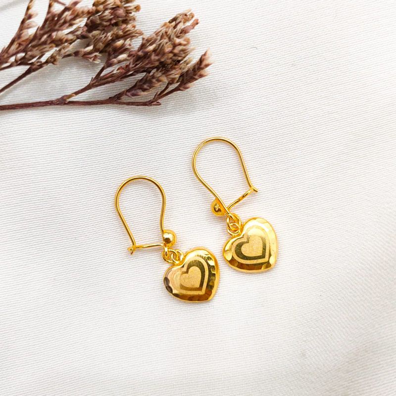 anting wanita kekinian emas asli kadar 700 anting love