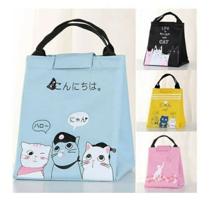 Lunch Bag Motif Kucing/Lunch Bag Lucu/Lunch Bag Japanese Cat