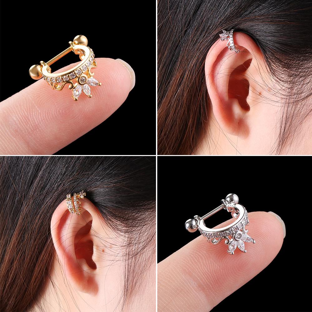 Lily Cartilage Earring Fashion Tindik Helix Bunga Lobe Stainless Steel