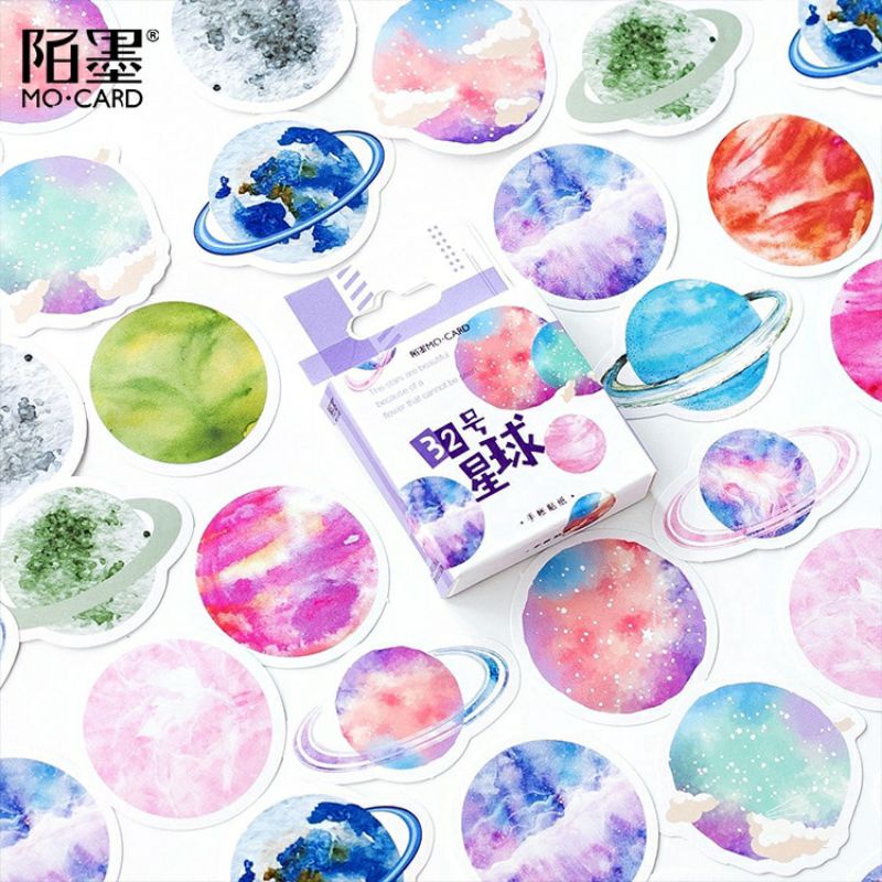 

45pcs Stiker Bentuk Planet untuk Dekorasi DIY Scrapbook/ Jurnal/ Planner/ Diary