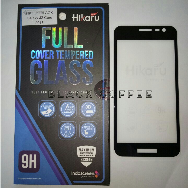 Tempered glass full samsung J2 CORE screen guard Hikaru FCV